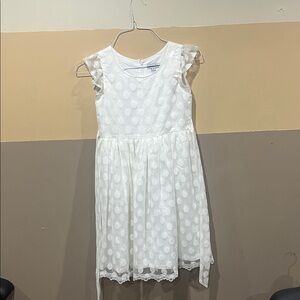 ✨ Emma Riley White Polka Dot Flutter Sleeve Dress Girls Size 12